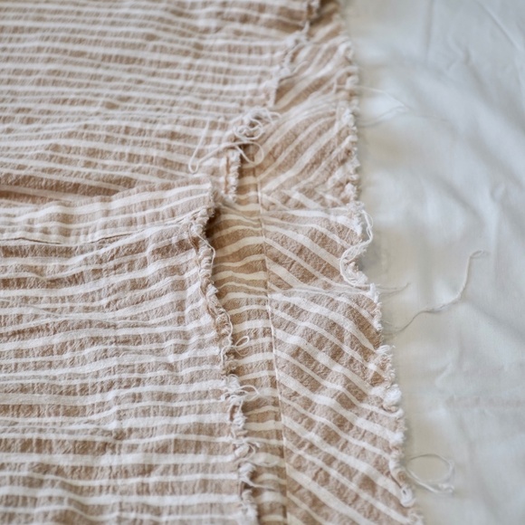 By Together Creme and White Striped button down fringe shirt - Picture 4 of 6